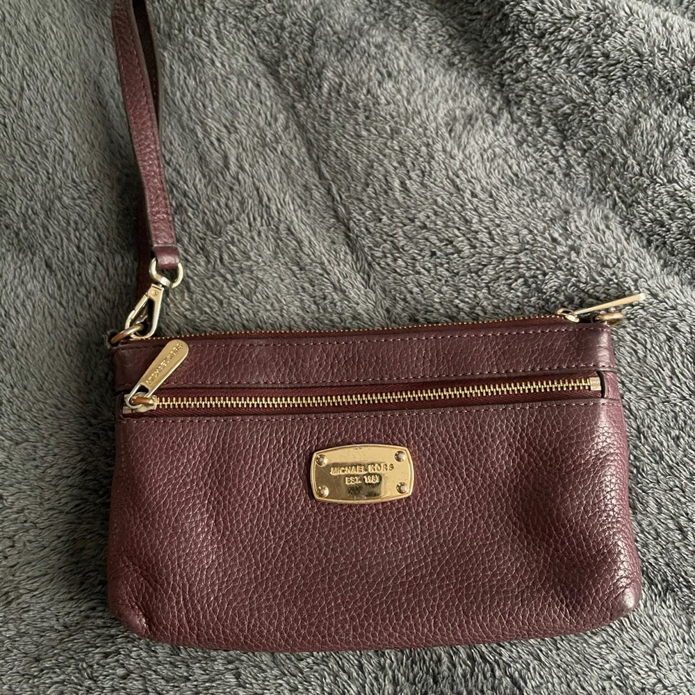 Michael Kors burgundy wristlet